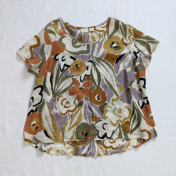 RACHEL ZOE Linen Short Sleeve Blouse Shirt - Picture 6 of 8